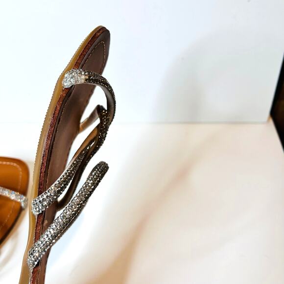 Charlotte Russe Rhinestone Criss Cross Slide Sandals Silver 6 - Picture 7 of 13